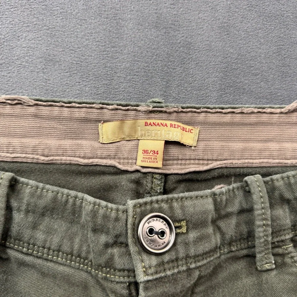 Banana Republic Heritage Corduroy Pants Mens 36x34 Olive Green Slim Fit Trousers